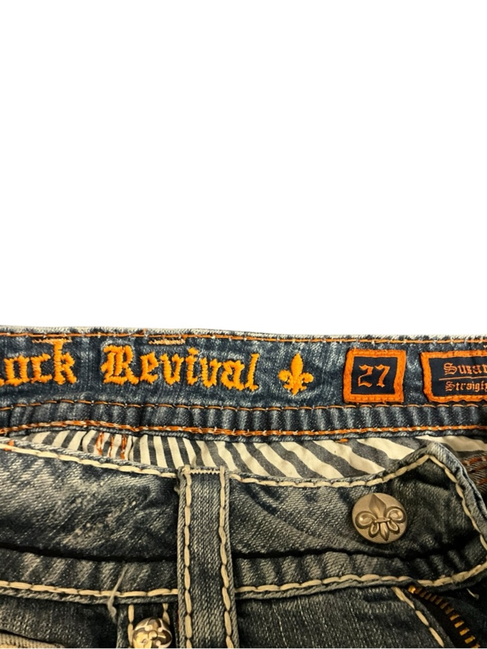 Rock Revival Susan Straight Leg Jeans Size 27 Light Wash Denim EUC - Picture 11 of 16